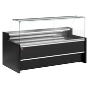 Vitrine réfrigérée Diamond avec porte vitrée droite à 90°, ventilée, noire, pour exposition et réserve.