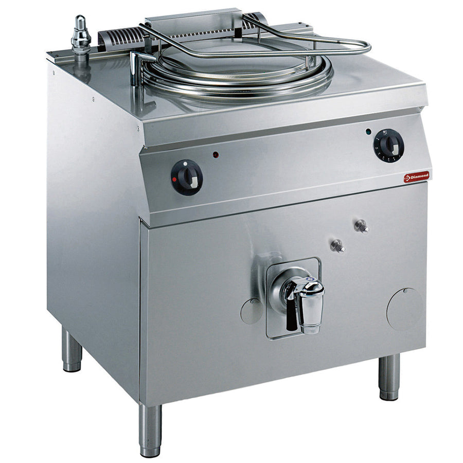 Marmite ronde gaz, 60 litres, chauffage indirect, sur meuble