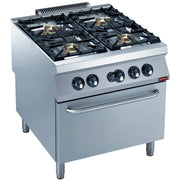 Fourneau gaz 4 feux vifs, four gaz GN 2/1 "POWERFUL"