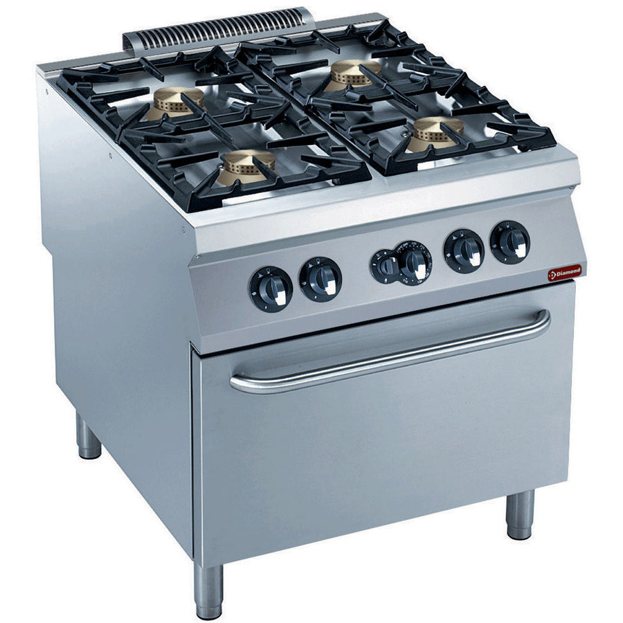 Fourneau gaz 4 feux vifs, four gaz GN 2/1 "POWERFUL"