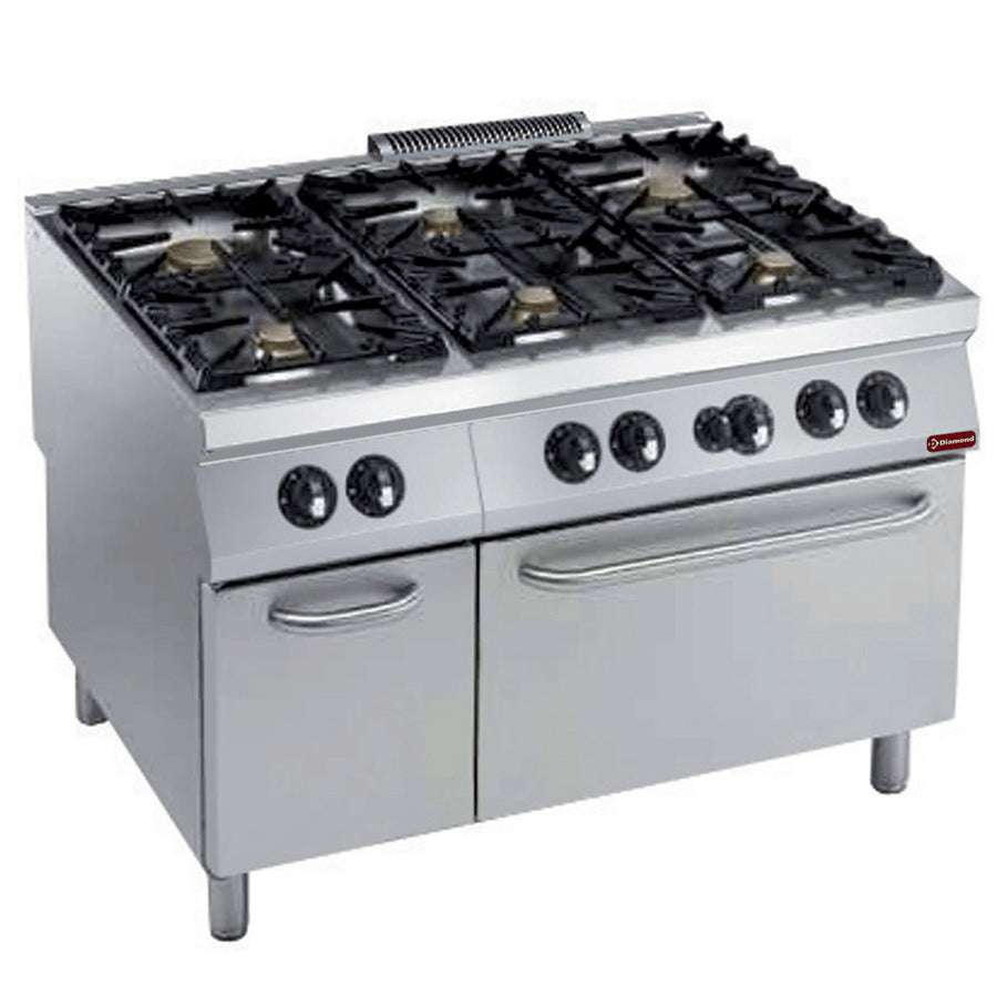 Fourneau 6 feux gaz (Power) +  four gaz GN 2/1, armoire neutre
