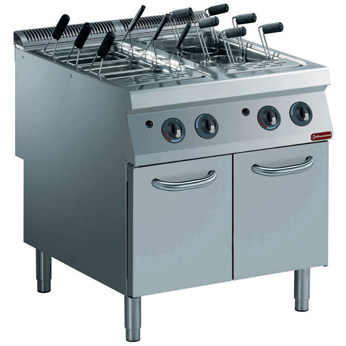 Cuiseur à pâtes gaz, 2 cuves GN 1/1, sur meuble (sans paniers)