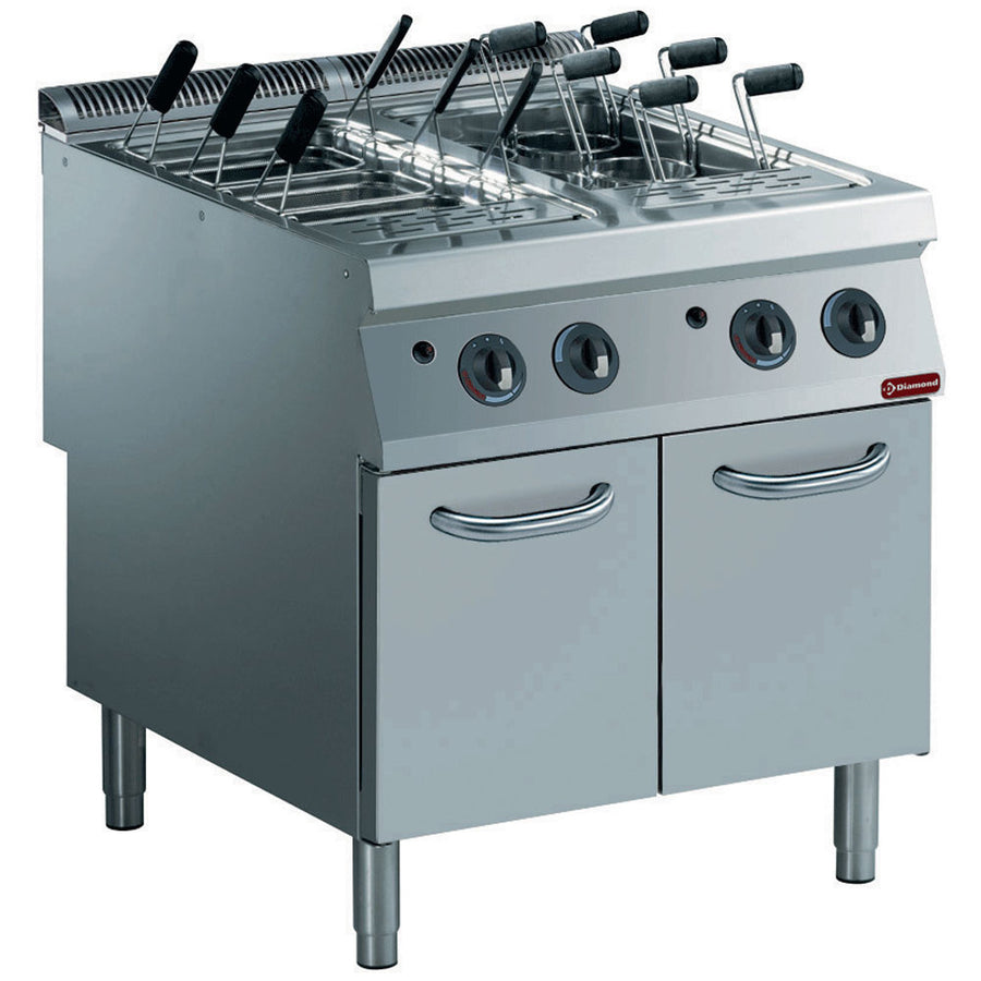 Cuiseur à pâtes gaz, 2 cuves GN 1/1, sur meuble (sans paniers)
