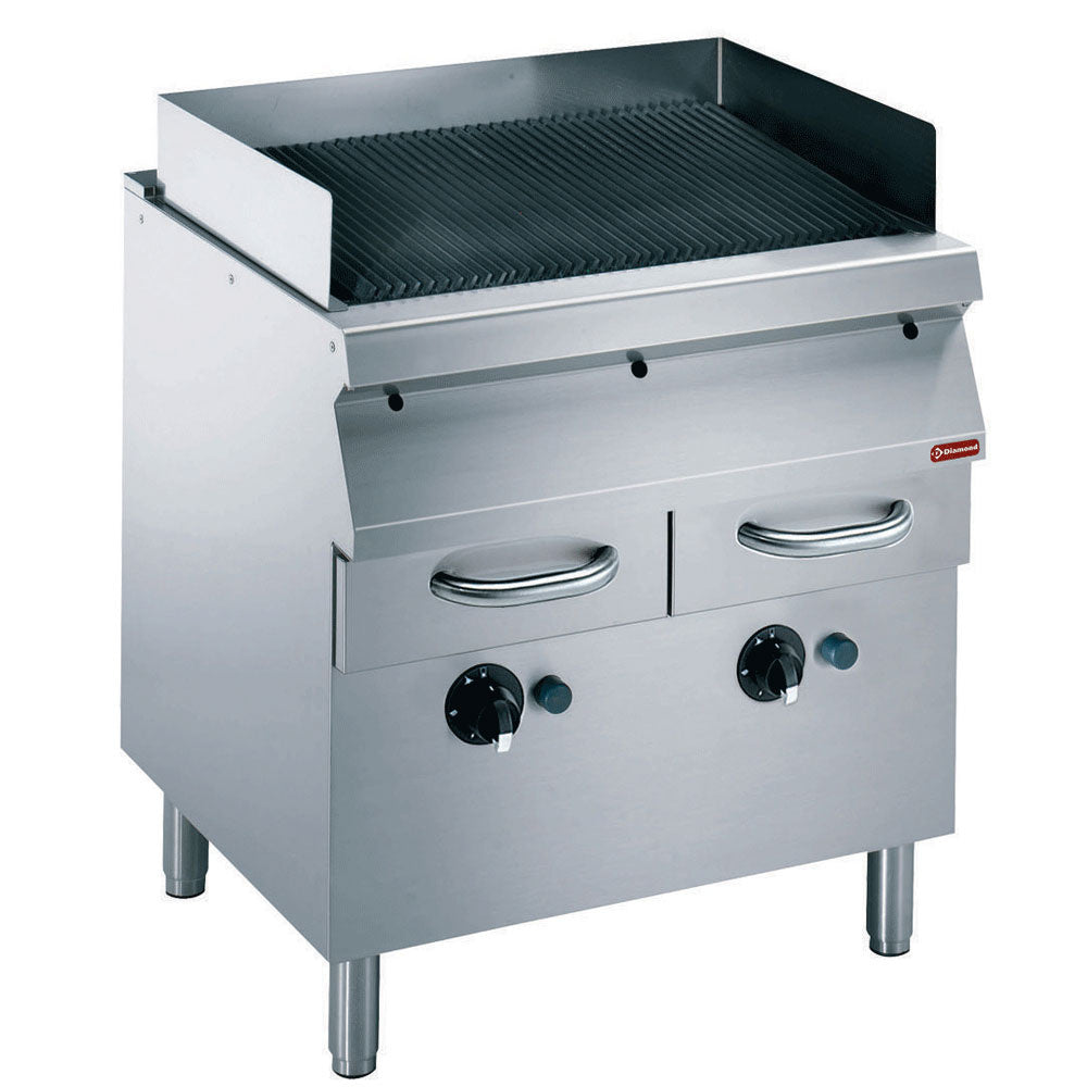 Grill vapeur, grille en fonte, sur piétement
