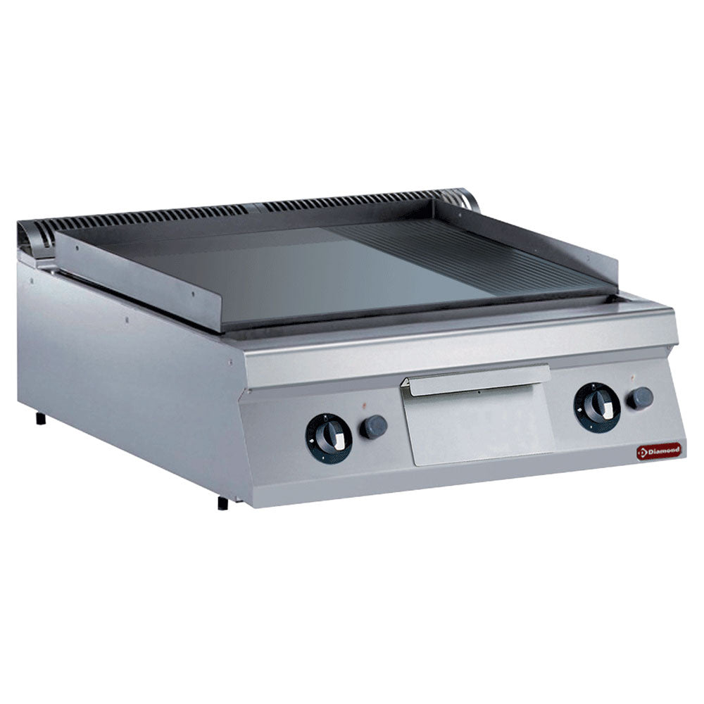 Plaque de cuisson gaz, 2/3 lisse et 1/3 rainurée -TOP-