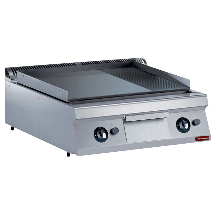 Plaque de cuisson gaz, 2/3 lisse et 1/3 rainurée -TOP-