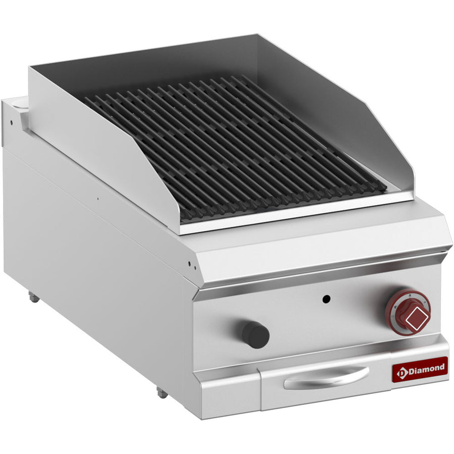 Grill pierre de lave, module 1/2, grille en fonte "double face"-Top-