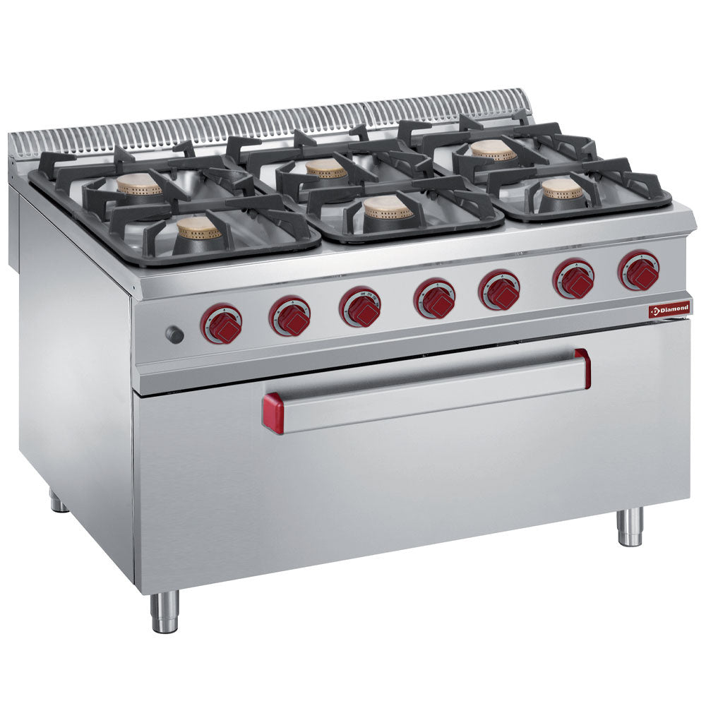 Fourneau 6 feux sur MAXI four gaz