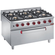 Fourneau 6 feux sur MAXI four gaz