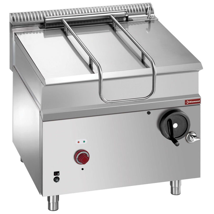 Sauteuse basculante gaz, cuve inox 80 lit. sur meuble