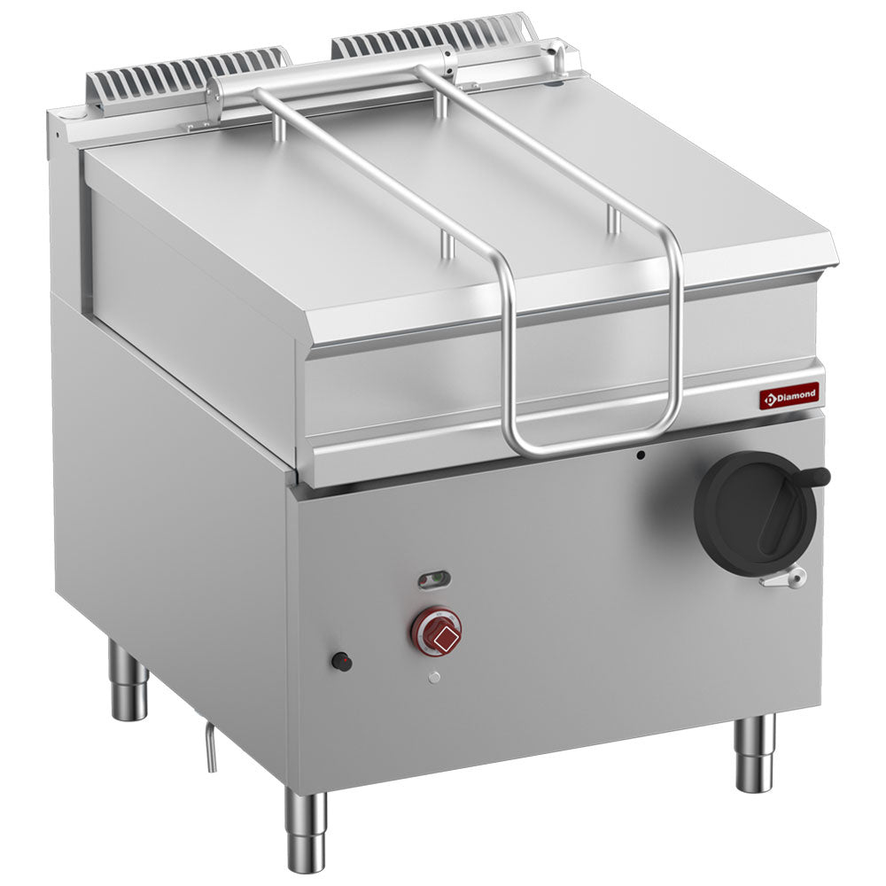 Sauteuse basculante gaz, cuve inox 80 lit. sur meuble