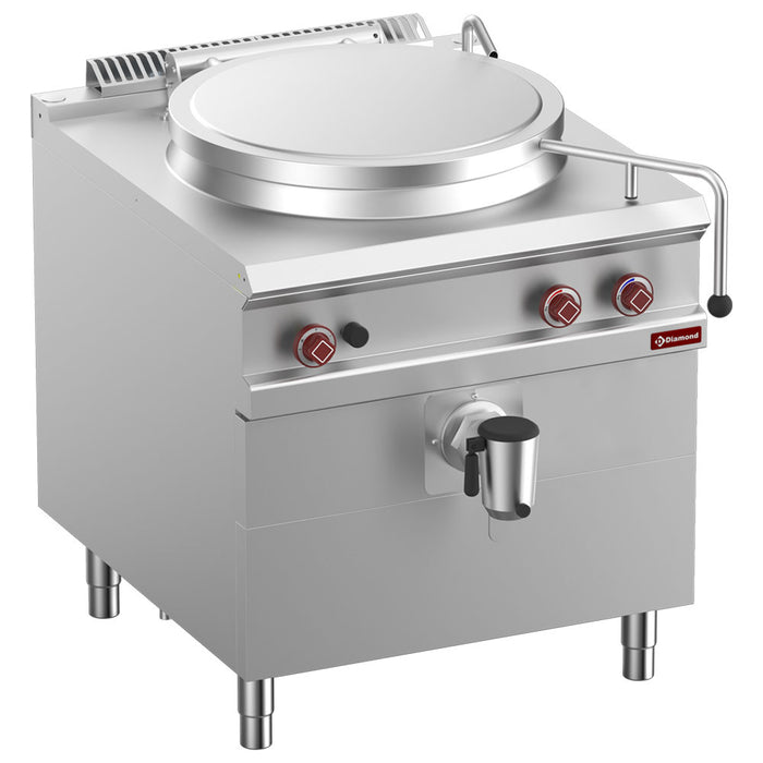 Marmite gaz, cuve 100 lit. chauffage direct, sur meuble