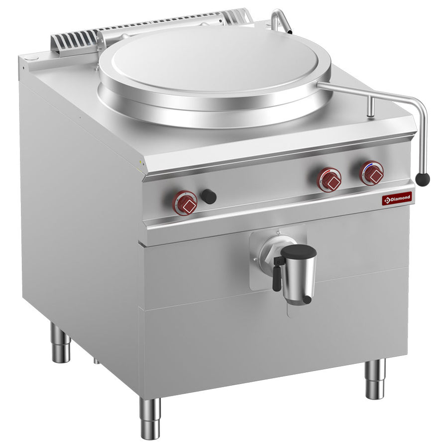 Marmite gaz, cuve 100 lit. chauffage direct, sur meuble