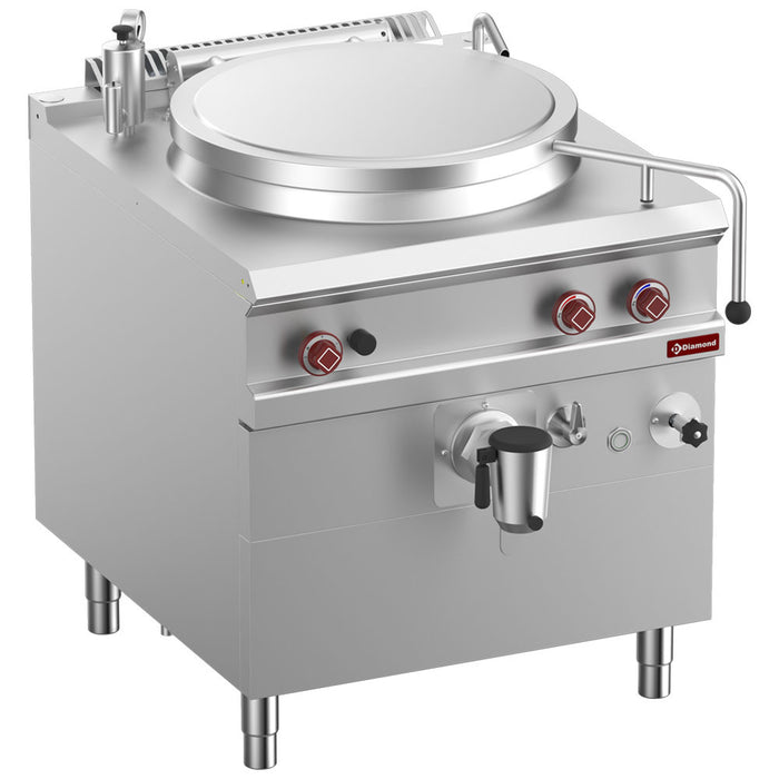 Marmite gaz, cuve 100 lit. chauffage indirect, sur meuble