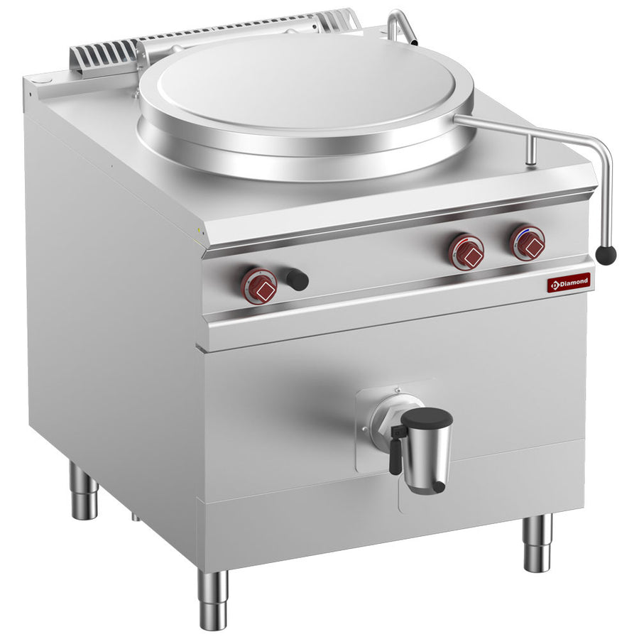 Marmite gaz, cuve 150 lit. chauffage direct, sur meuble