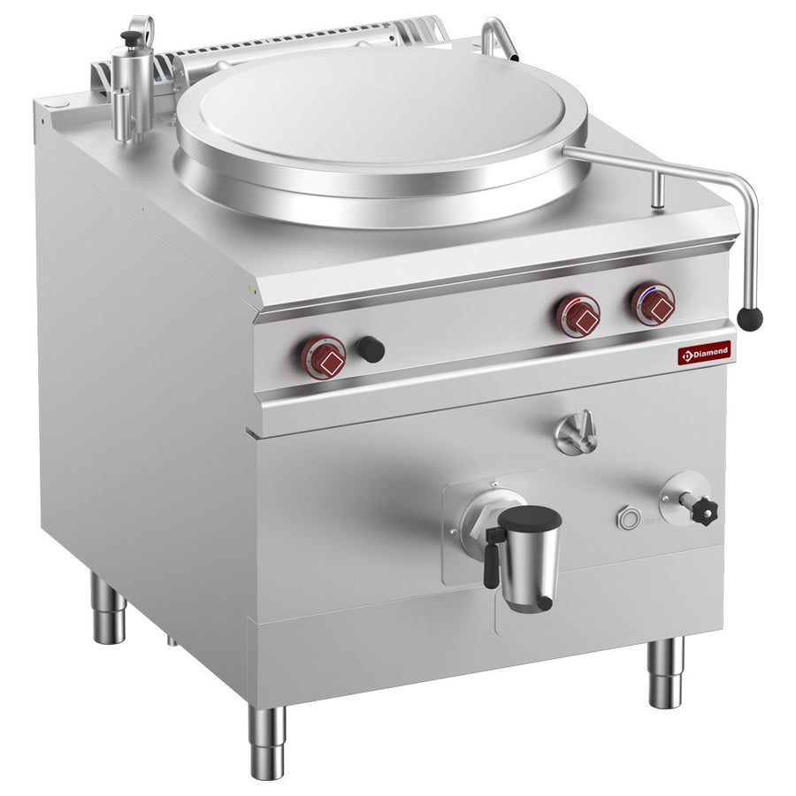 Marmite gaz, cuve 150 lit. chauffage indirect, sur meuble