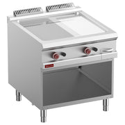 Plaque de cuisson 2/3 lisse & 1/3 rain., chrom. Mod. 1/1, armoire ouv.