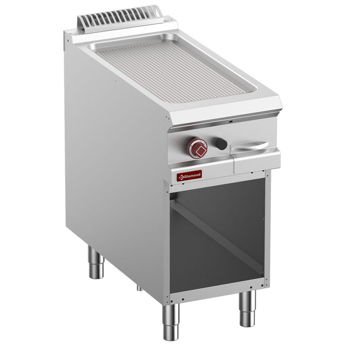 Plaque de cuisson rainurée gaz module 1/2, armoire ouverte