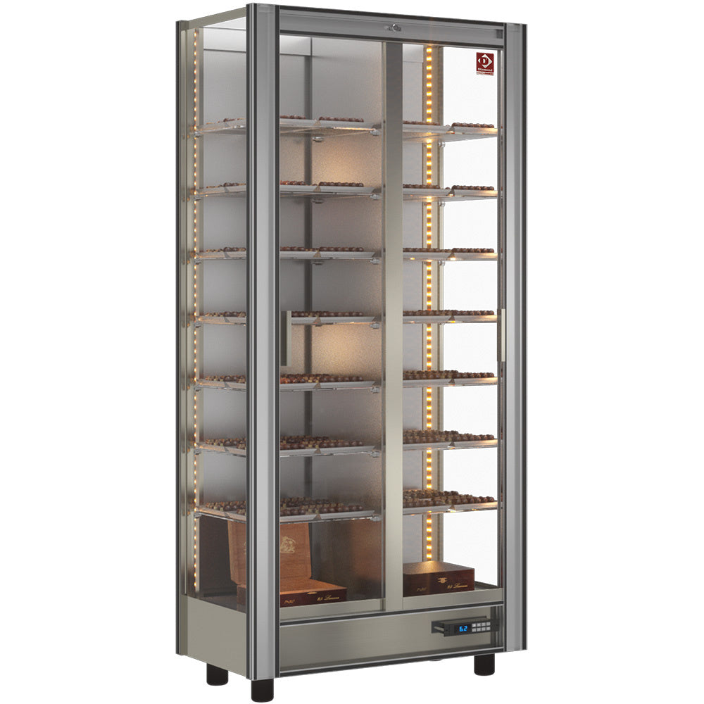 Vitrine réfrigérée chocolat Diamond modulable de 530 litres avec portes vitrées en verre pour présentation.