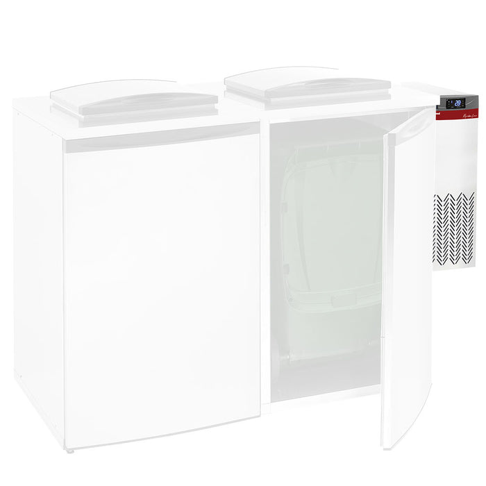 Unité frigorifique Diamond pour refroidisseur de déchets, poubelle démontable 2x240L, en métal avec poignées et couvercles.