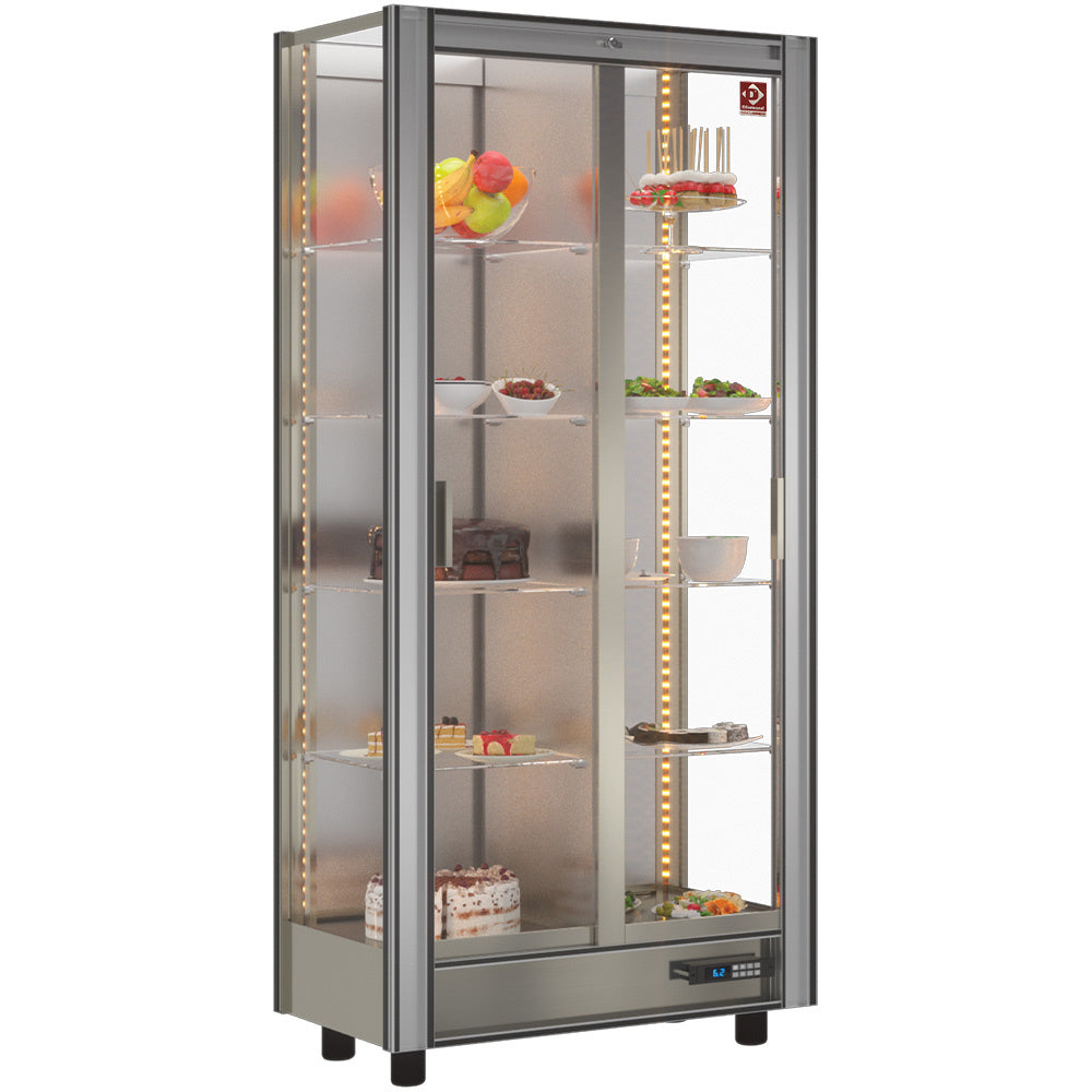 Vitrine réfrigérée modulable Diamond de 530 litres, idéale pour la gastronomie, avec portes en verre et éclairage intérieur.