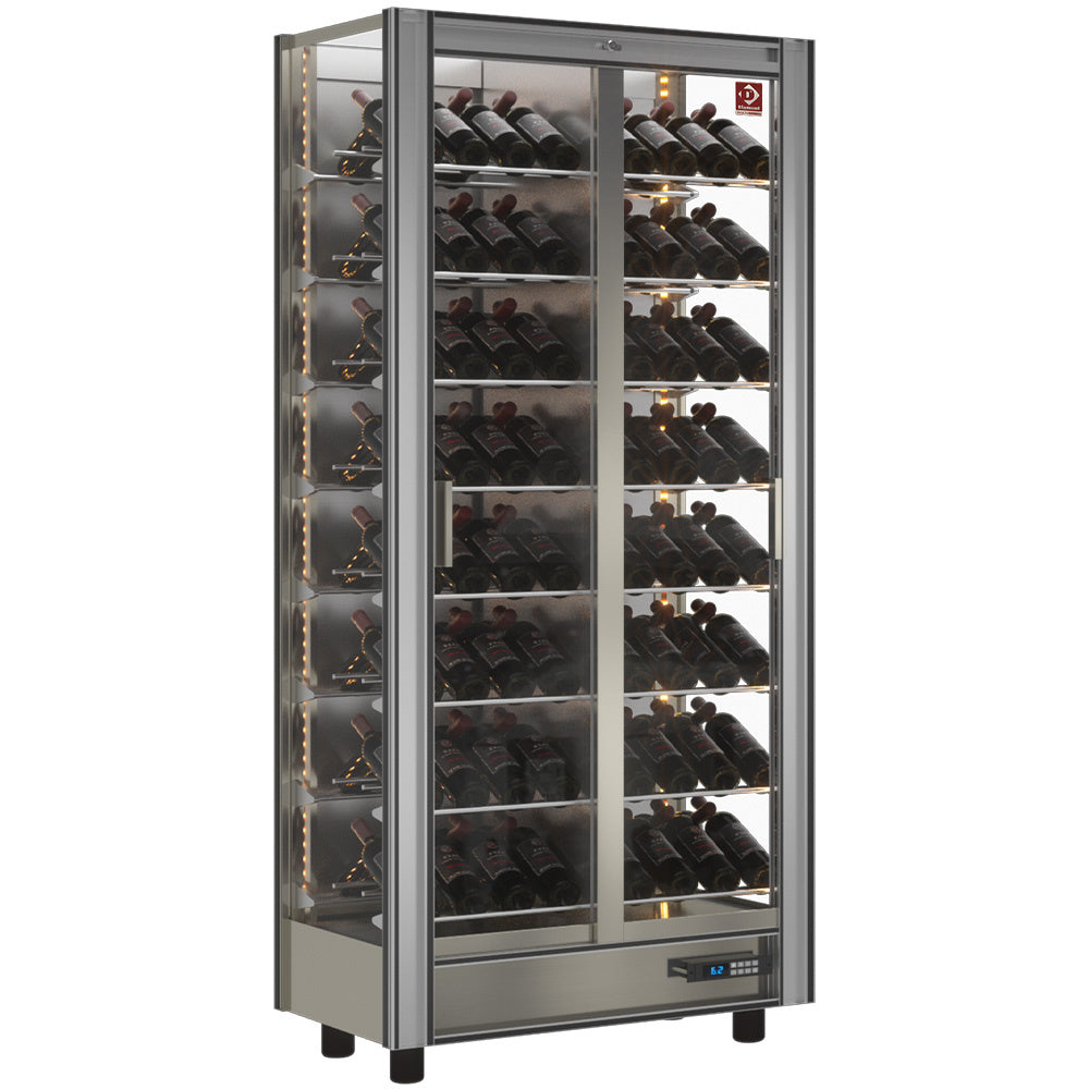 Vitrine réfrigérée à vins Diamond modulable de 530 litres, vitres en verre et intérieur éclairé pour la conservation des vins.