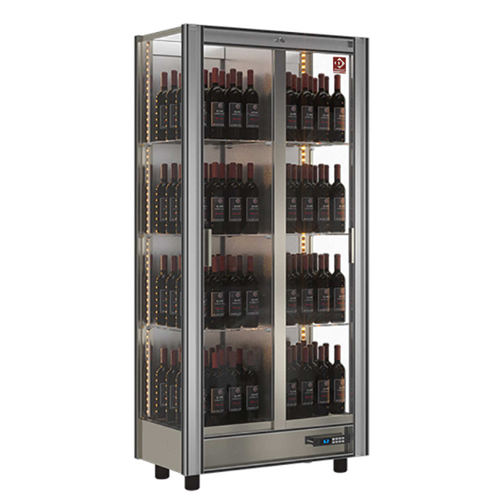 Vitrine réfrigérée à vins Diamond modulable de 530 litres avec portes vitrées en verre pour présentation élégante.