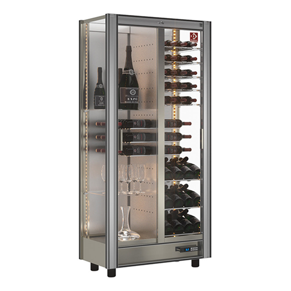 Vitrine réfrigérée à vins Diamond modulable de 530 litres, vitres en verre, rangement pour bouteilles de vin.