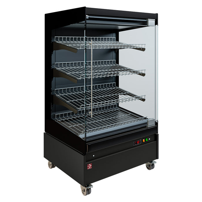 Vitrine chauffante,  libre-service, avec porte vitrée, sur roues - FULL BLACK