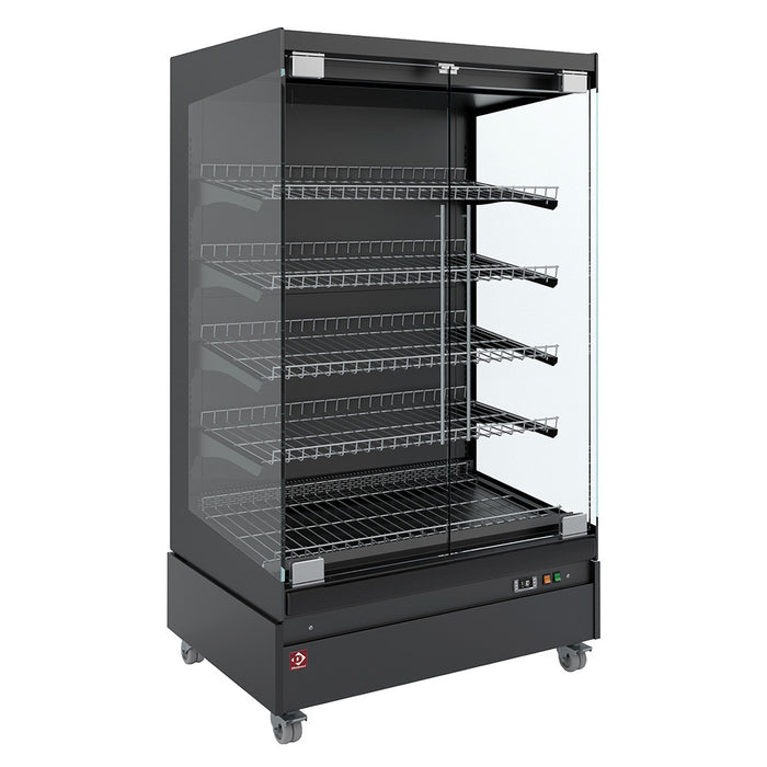 Vitrine chauffante,  libre-service, avec porte vitrée, sur roues - FULL BLACK