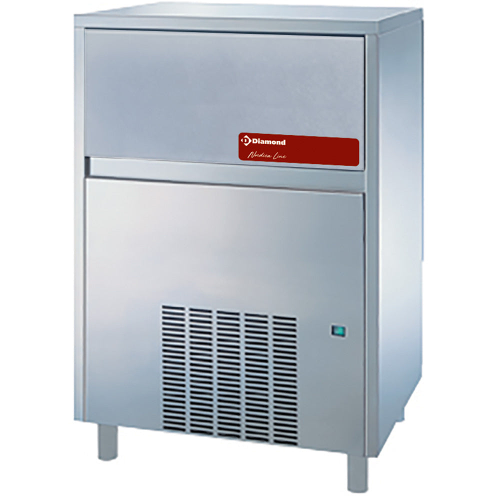 Machine à glaçons plats Diamond FAST ICE 105 kg avec réserve, en fonctionnement, dans un environnement industriel.