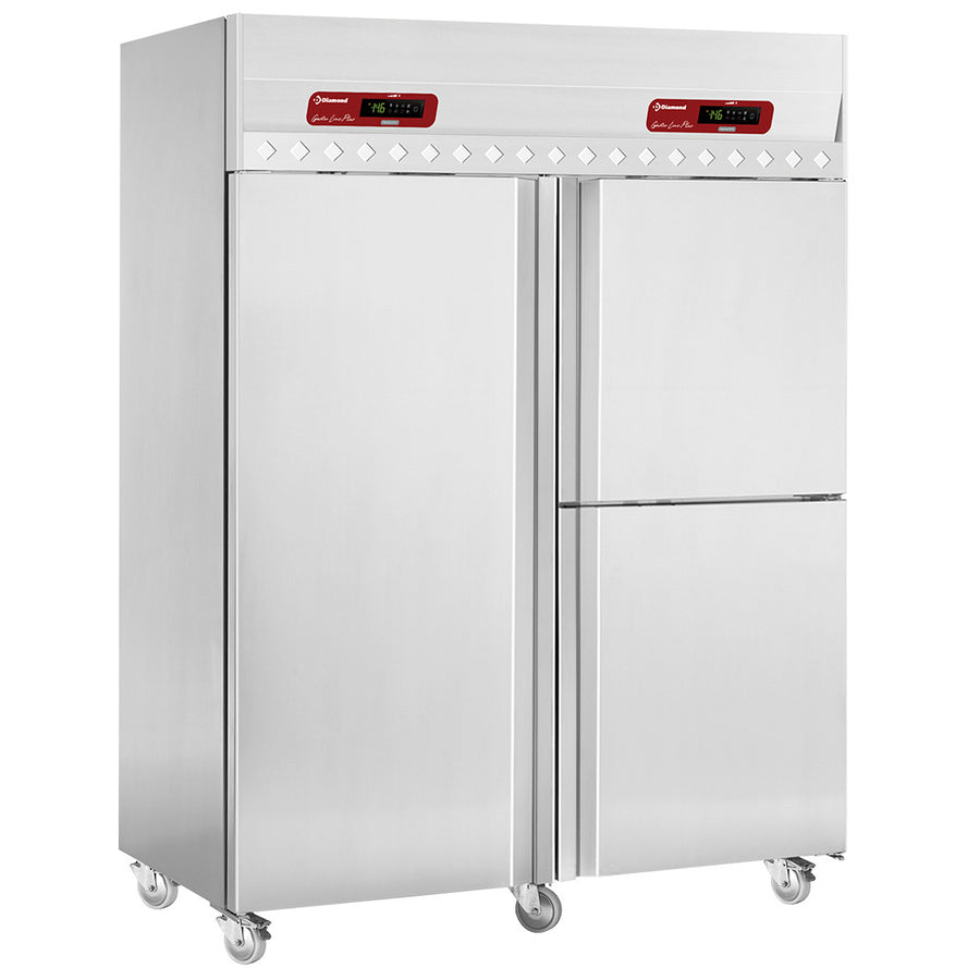 Armoire frigorifique ventilée et poisson 700+350 & 350 Lit. 3 portes GN 2/1 & 1/1,  sur roues