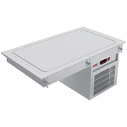 Élément top réfrigéré Diamond 4x GN 1/1 avec porte en acier inoxydable, compartiments pour stockage froid professionnel.