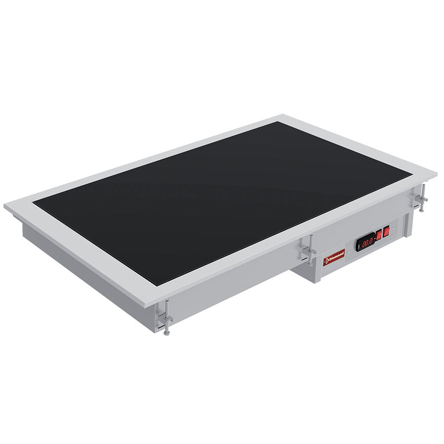 Élément vitrocéramique noir Diamond 2x GN 1/1 pour cuisinière, surface lisse et résistante à la chaleur.