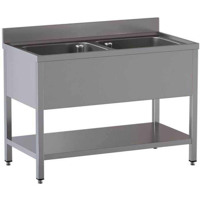 Plonge 2 cuves, avec sous tablette
