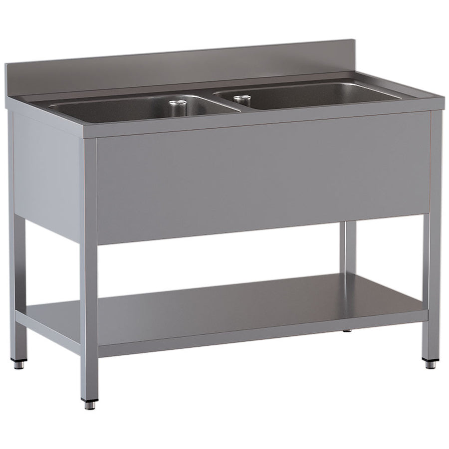 Plonge 2 cuves, avec sous tablette