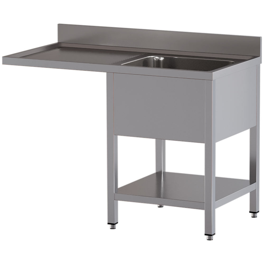 Plonge 1 cuve et 1 égouttoir gauche, avec sous tablette et espace lave-vaisselle