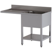Plonge 1 cuve et 1 égouttoir gauche, avec sous tablette et espace lave-vaisselle