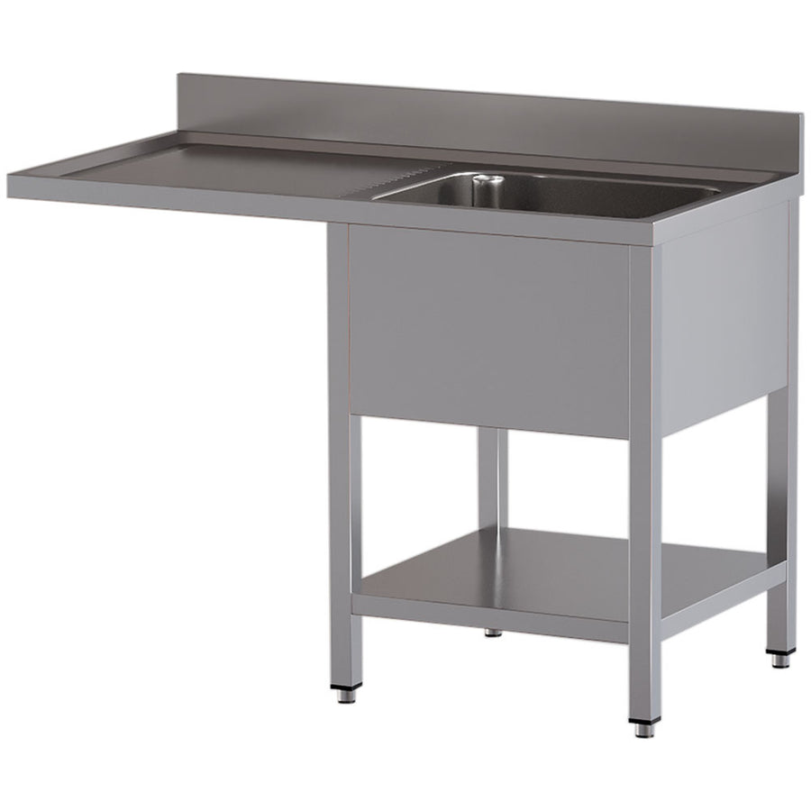 Plonge 1 cuve et 1 égouttoir gauche, avec sous tablette et espace lave-vaisselle