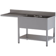 Plonge 2 cuves et 1 égouttoir gauche, avec sous tablette et espace lave-vaisselle