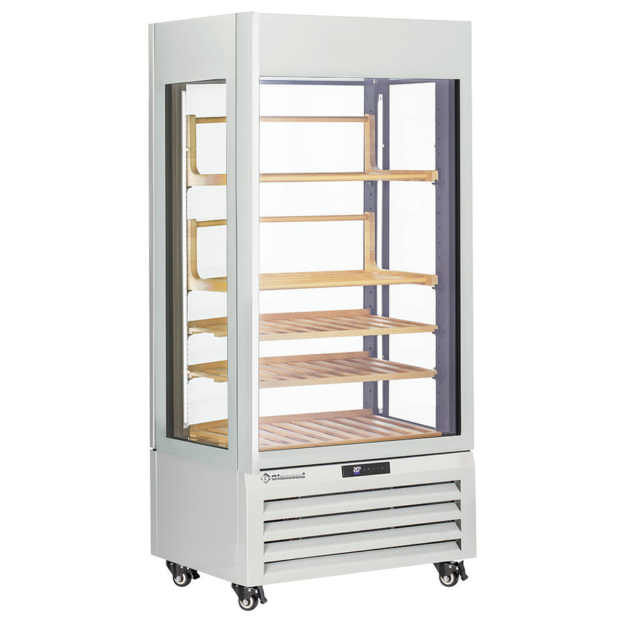 Vitrine "FULL vitrée" 600 Lt., 1 niveau + 4 étagères, ventilée - WINE - BLANC