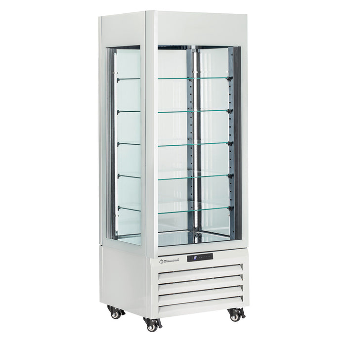 Vitrine panoramique Diamond "FULL vitrée" 440 L, 5 niveaux en verre ventilé, couleur blanc et chocolat, vitrine en verre.