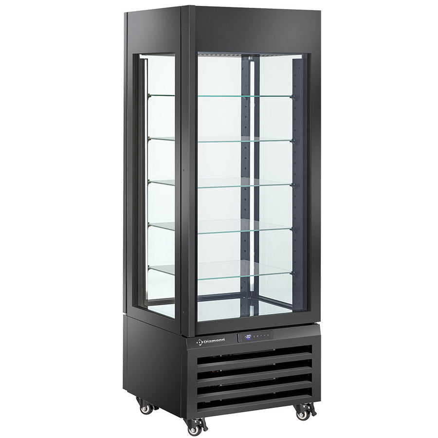 Vitrine "FULL vitrée" 440 Lt., 5 niveaux en verre, ventilée - PASTRY - NOIR