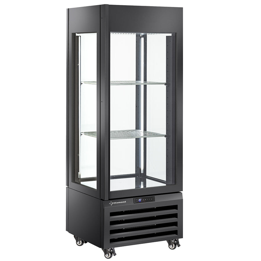 Vitrine "FULL vitrée" 440 Lt., 1 niveau + 2 étagères, ventilée - WINE - NOIR