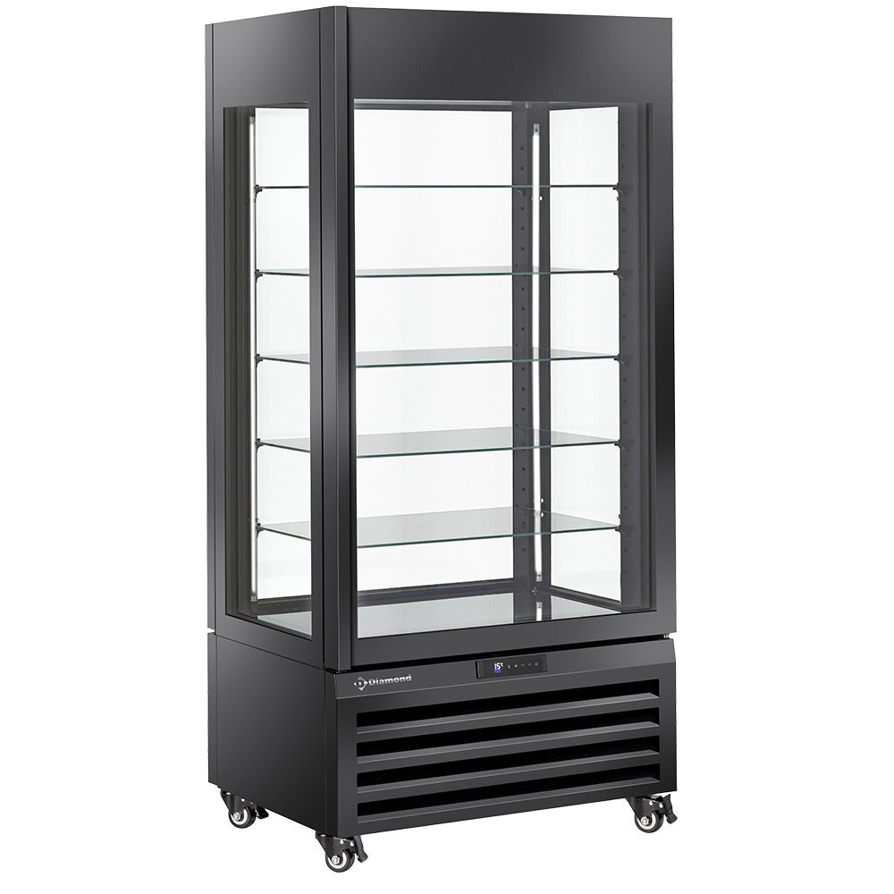 Vitrine "FULL vitrée" 600 Lt., 5 niveaux en verre, ventilée - CHOCOLATE - NOIR