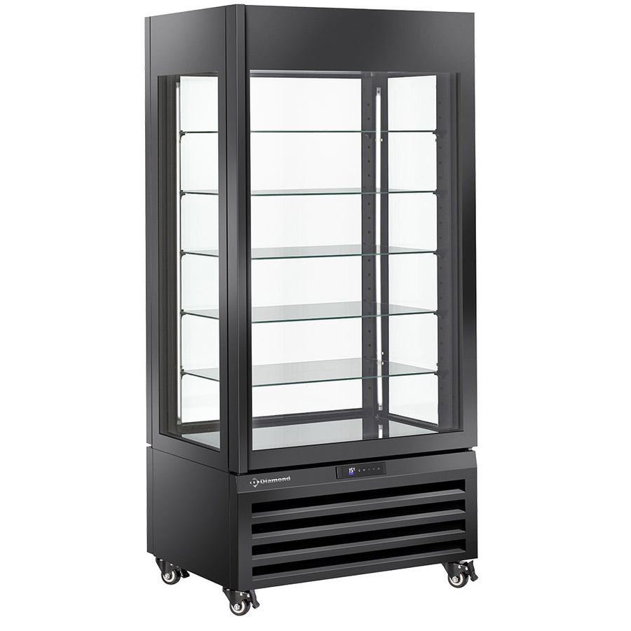 Vitrine "FULL vitrée" 600 Lt., 5 niveaux en verre, ventilée - CHOCOLATE - NOIR