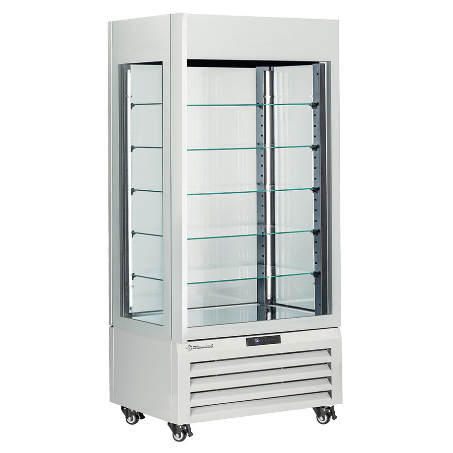 Vitrine "FULL vitrée" 600 Lt., 5 niveaux en verre, ventilée - CHOCOLATE - BLANC