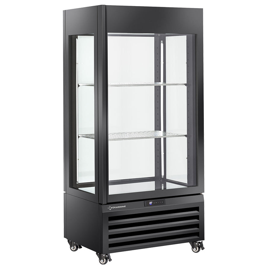 Vitrine "FULL vitrée" 600 Lt., 1 niveau + 2 étagères, ventilée - WINE - NOIR