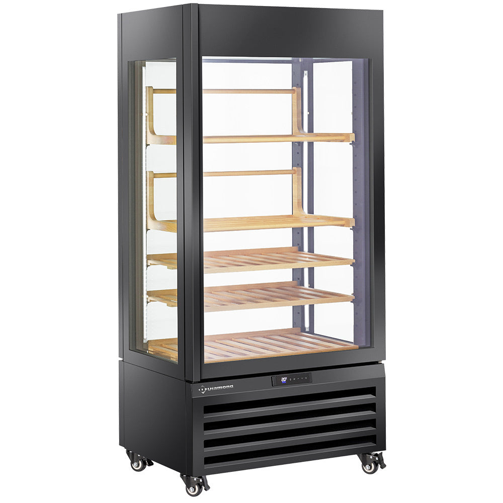 Vitrine "FULL vitrée" 600 Lt., 1 niveau + 4 étagères, ventilée - WINE - NOIR