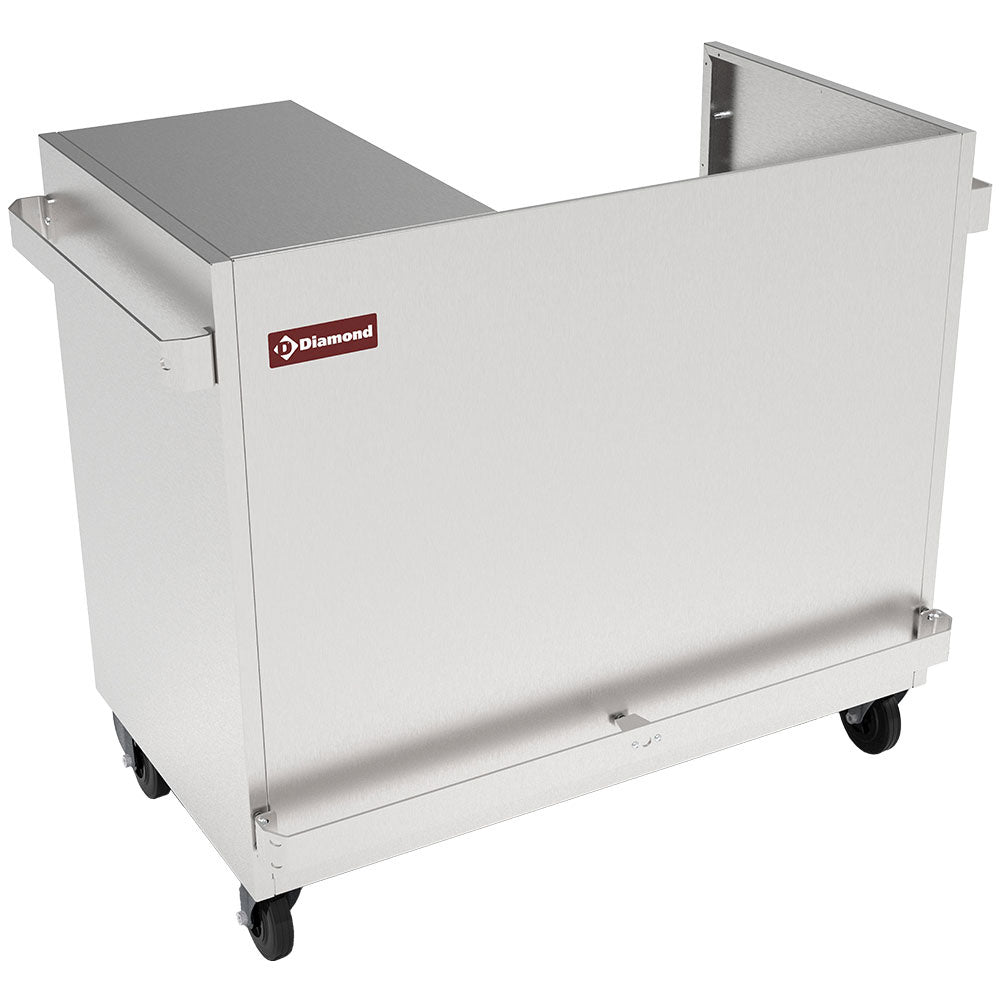 Meuble inox support vitrine VBME-2X, sur roulettes